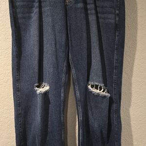 Hollister Dark Blue Distressed Flare Jeans